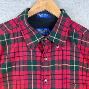 Pendleton Fireside Flannel Shirt Men XL Long Robertson Tartan Red Plaid Wool